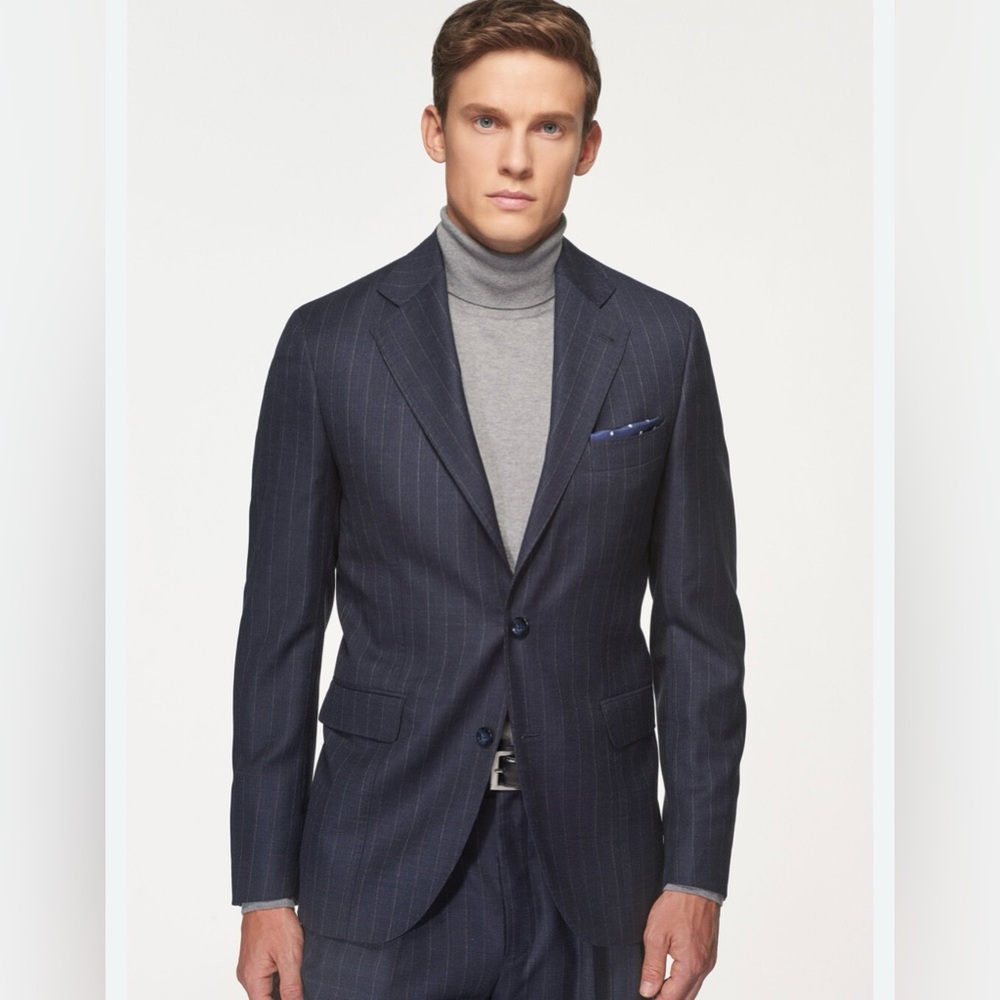 Reda Super 130s Men’s Pure Wool Pinstripe Suit Blazer Size 42